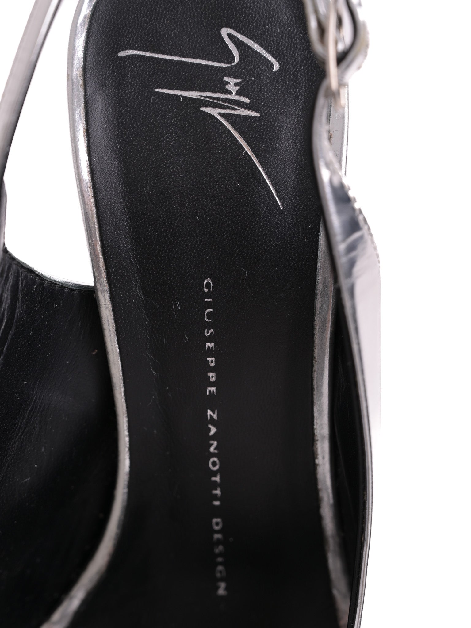 Good Giuseppe Zanotti Gray Leather Slingback High Heels Size 38.5