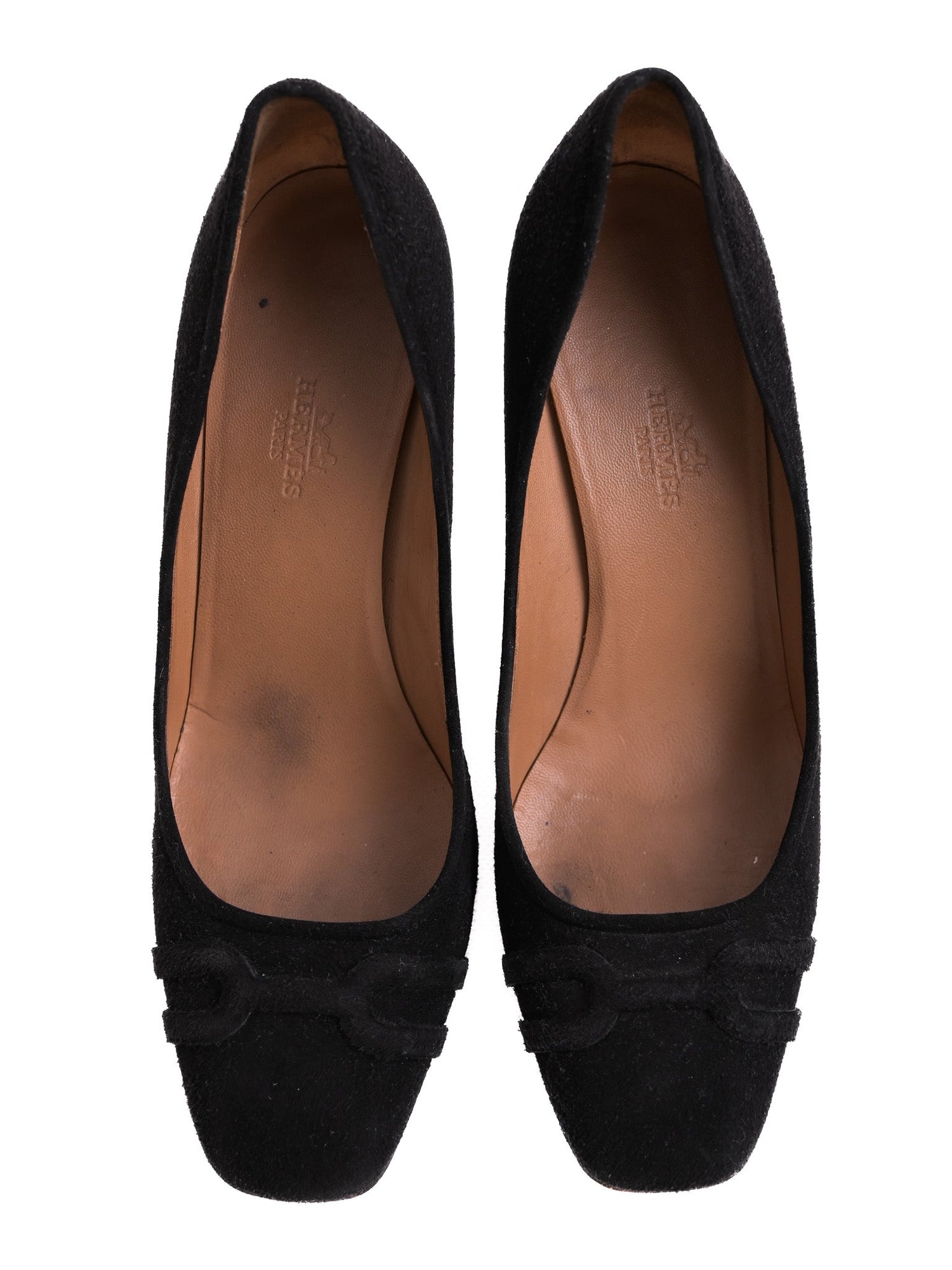 Good Hermes Black Genuine Suede High-Heeled Shoes Size 37