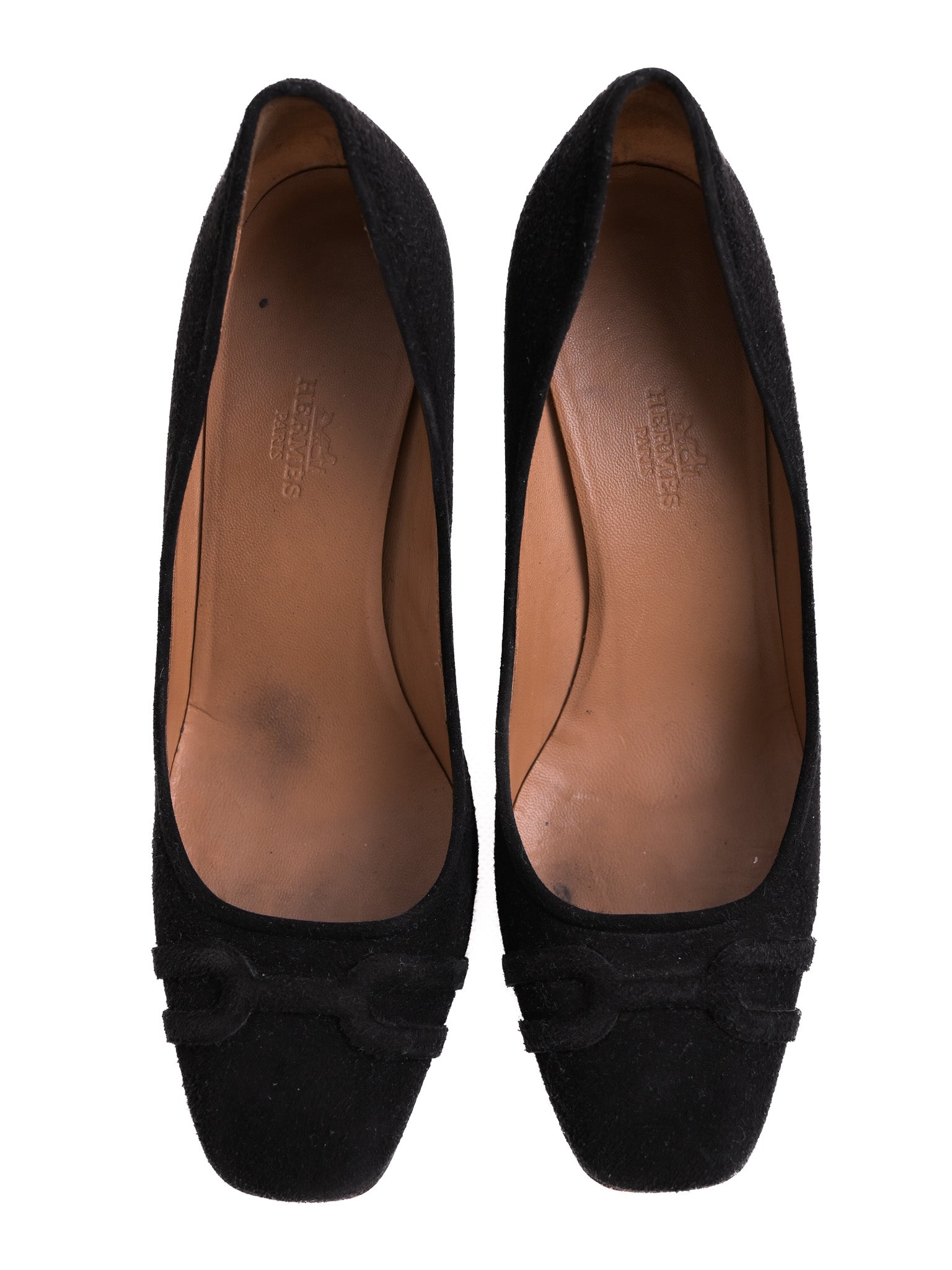 Good Hermes Black Genuine Suede High-Heeled Shoes Size 37