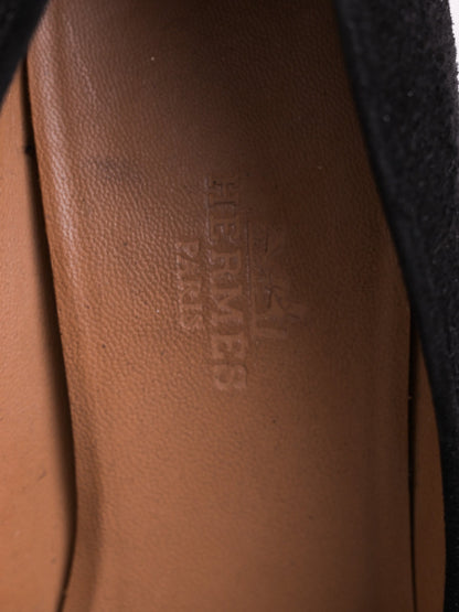 Good Hermes Black Genuine Suede High-Heeled Shoes Size 37