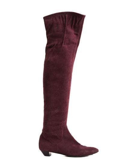 Excellent Sergio Rossi Purple Leather Over-the-Knee Boots Size 35