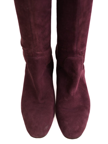 Excellent Sergio Rossi Purple Leather Over-the-Knee Boots Size 35