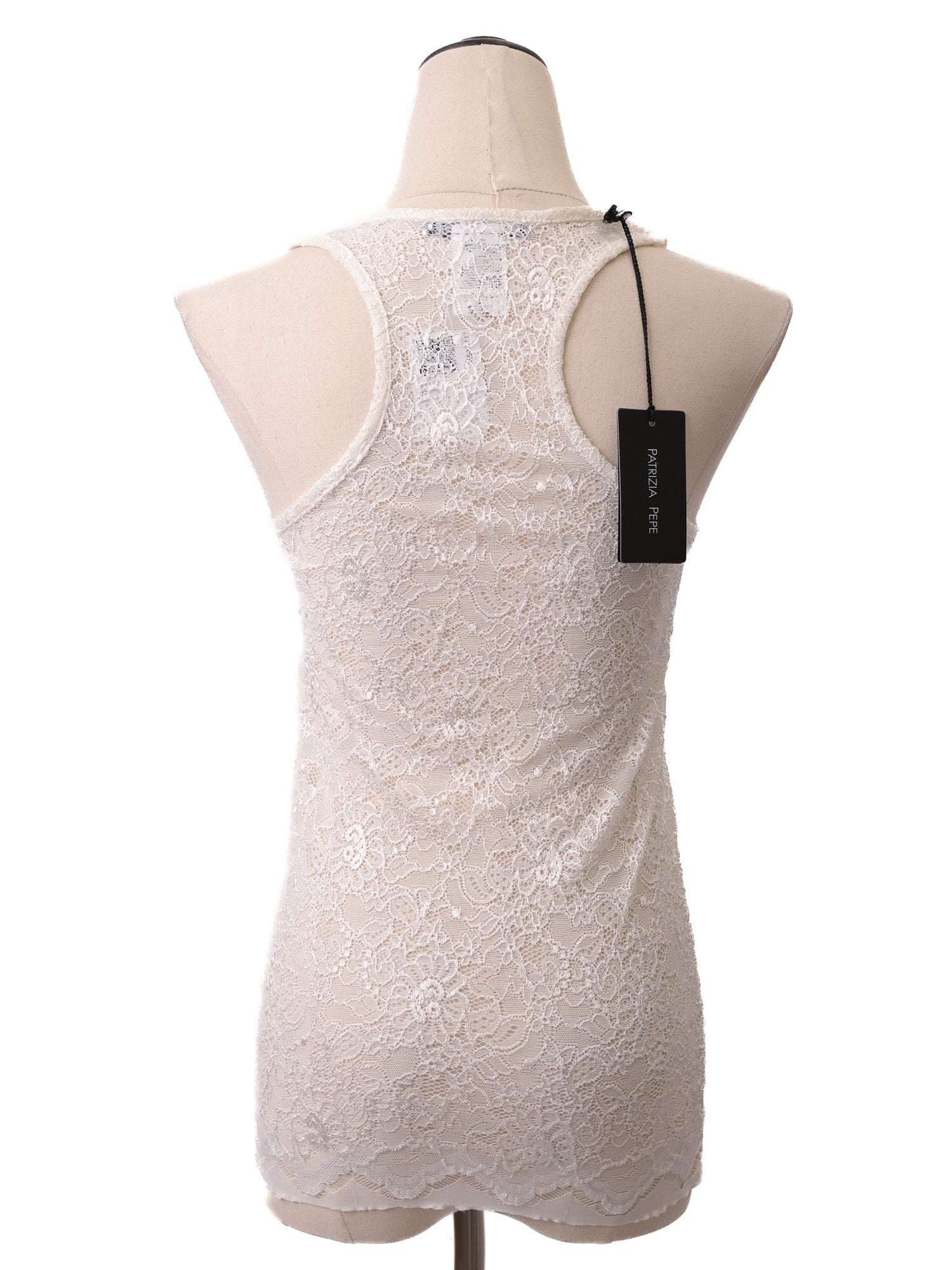 NEW Patrizia Pepe White Sleeveless Lace Top Size XXS