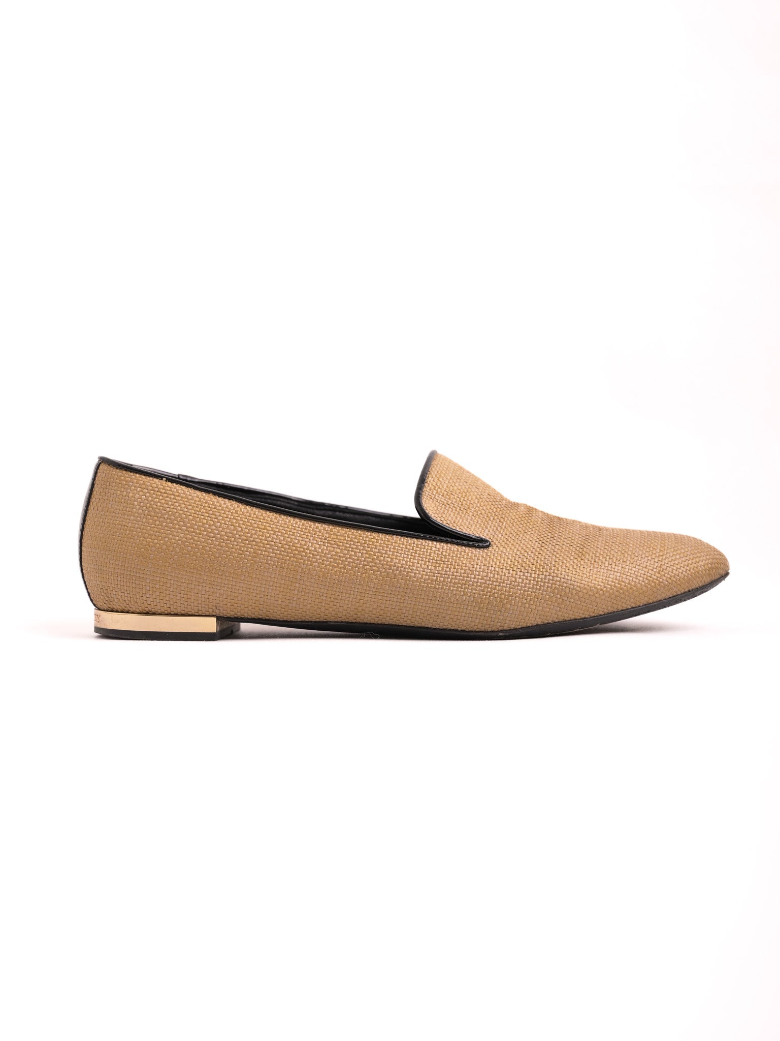 Good Burberry Women’s White Textile Loafers with Metallic Trim