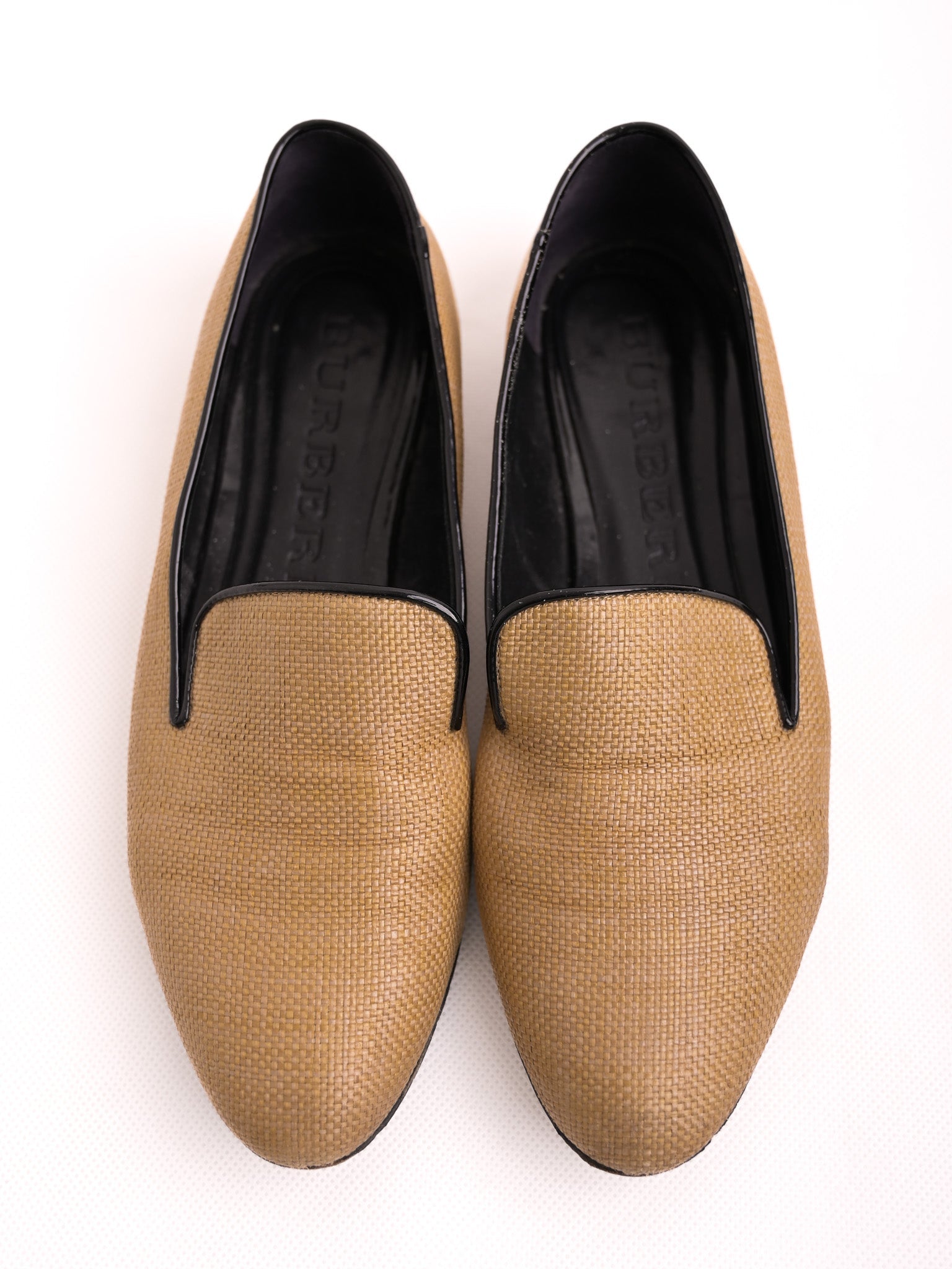 Good Burberry Women’s White Textile Loafers with Metallic Trim