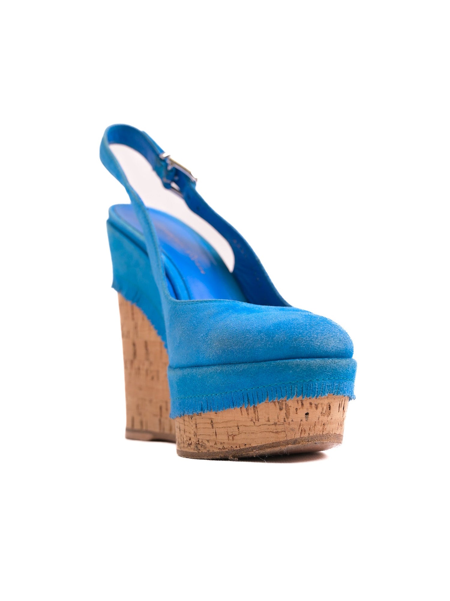 Good Gianvito Rossi Blue Genuine Suede Wedge Heel Shoes Size 35