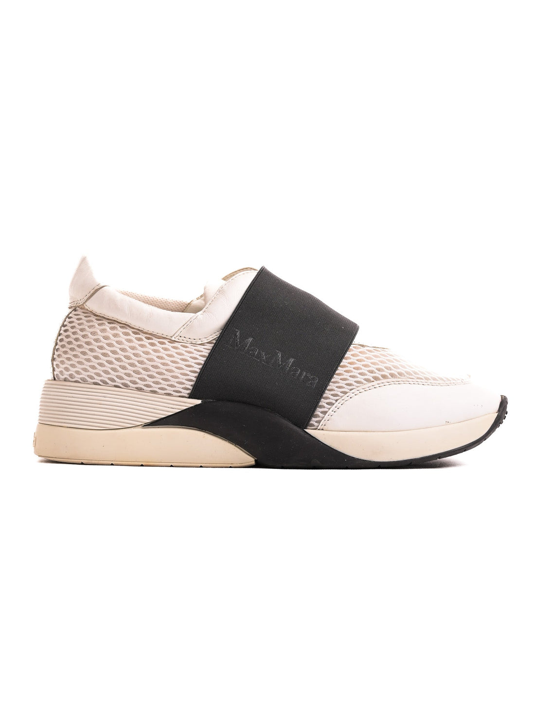 Good Max Mara White Textile Sneakers Size 35 Mesh Design