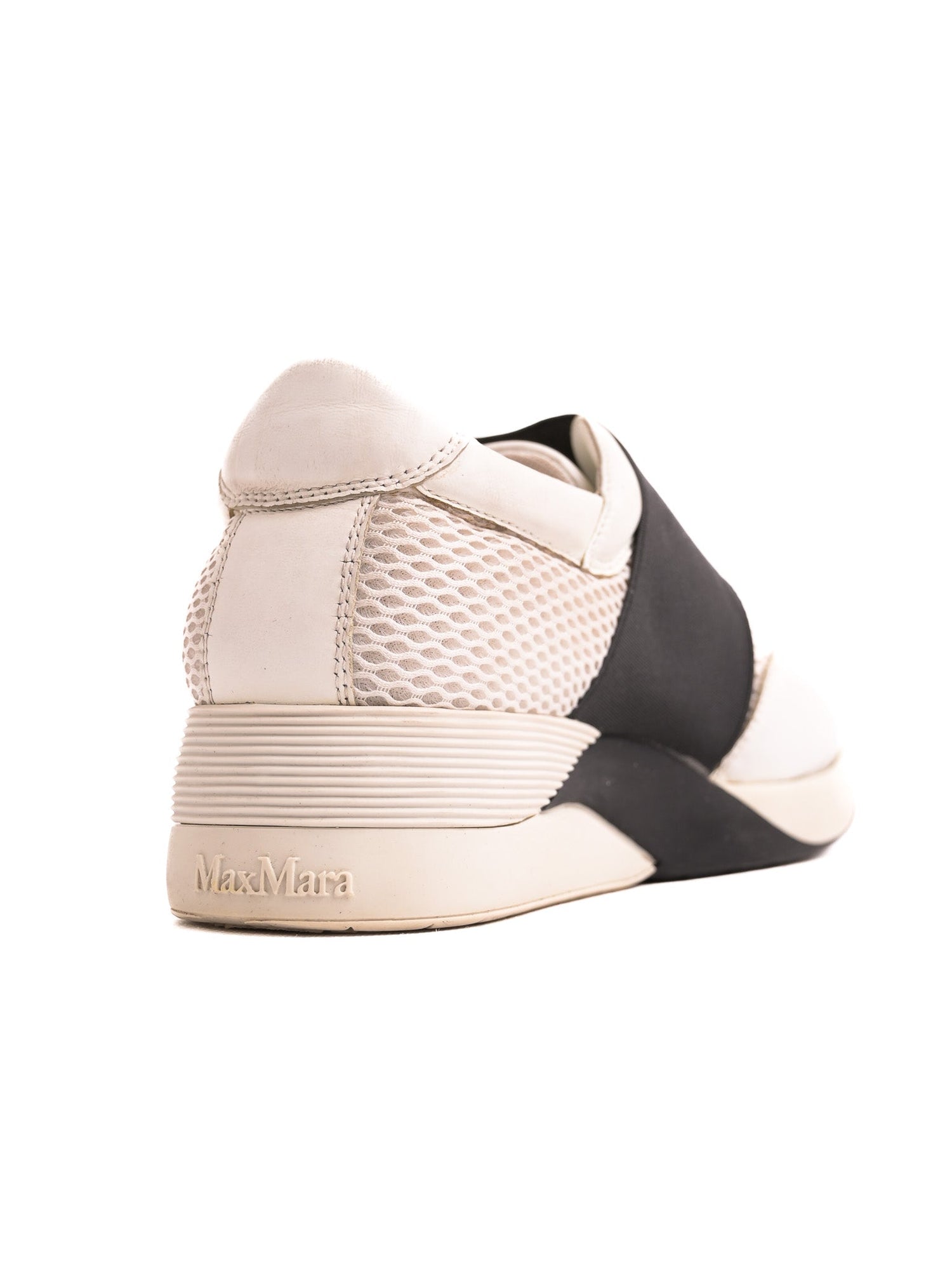 Good Max Mara White Textile Sneakers Size 35 Mesh Design