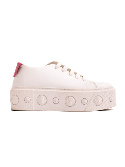 Good Versus White Leather Platform Sneakers Size 36 with Pink Tab