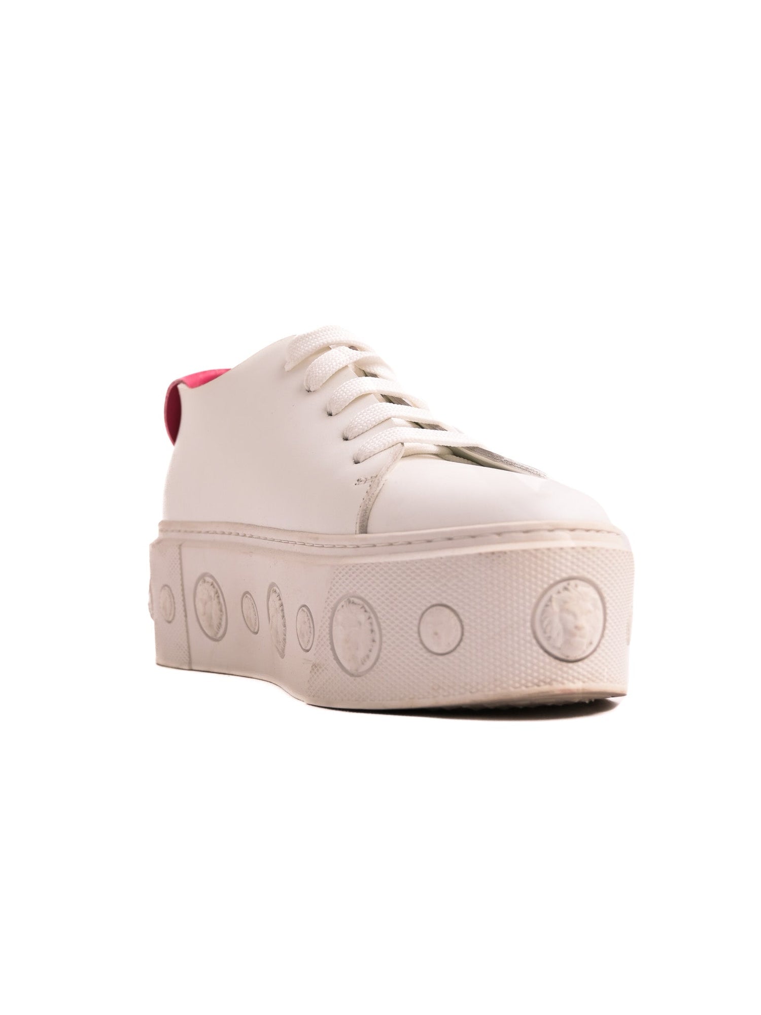 Good Versus White Leather Platform Sneakers Size 36 with Pink Tab