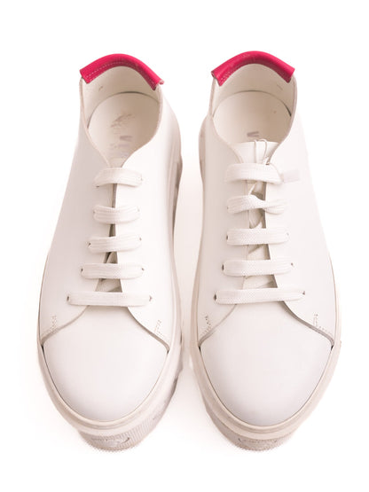 Good Versus White Leather Platform Sneakers Size 36 with Pink Tab
