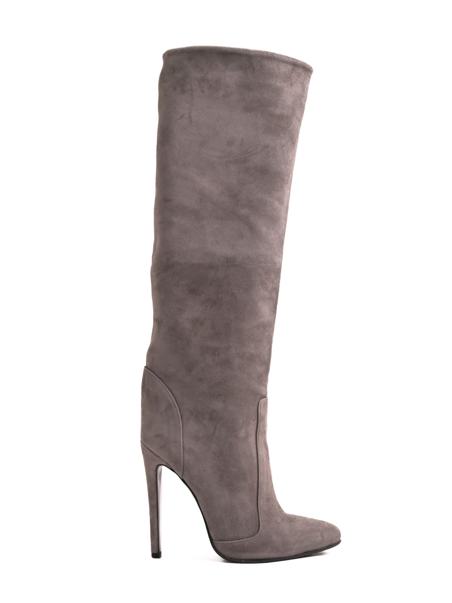 Good Iren Vartik Gray Genuine Suede Knee-High Stiletto Boots Size 37