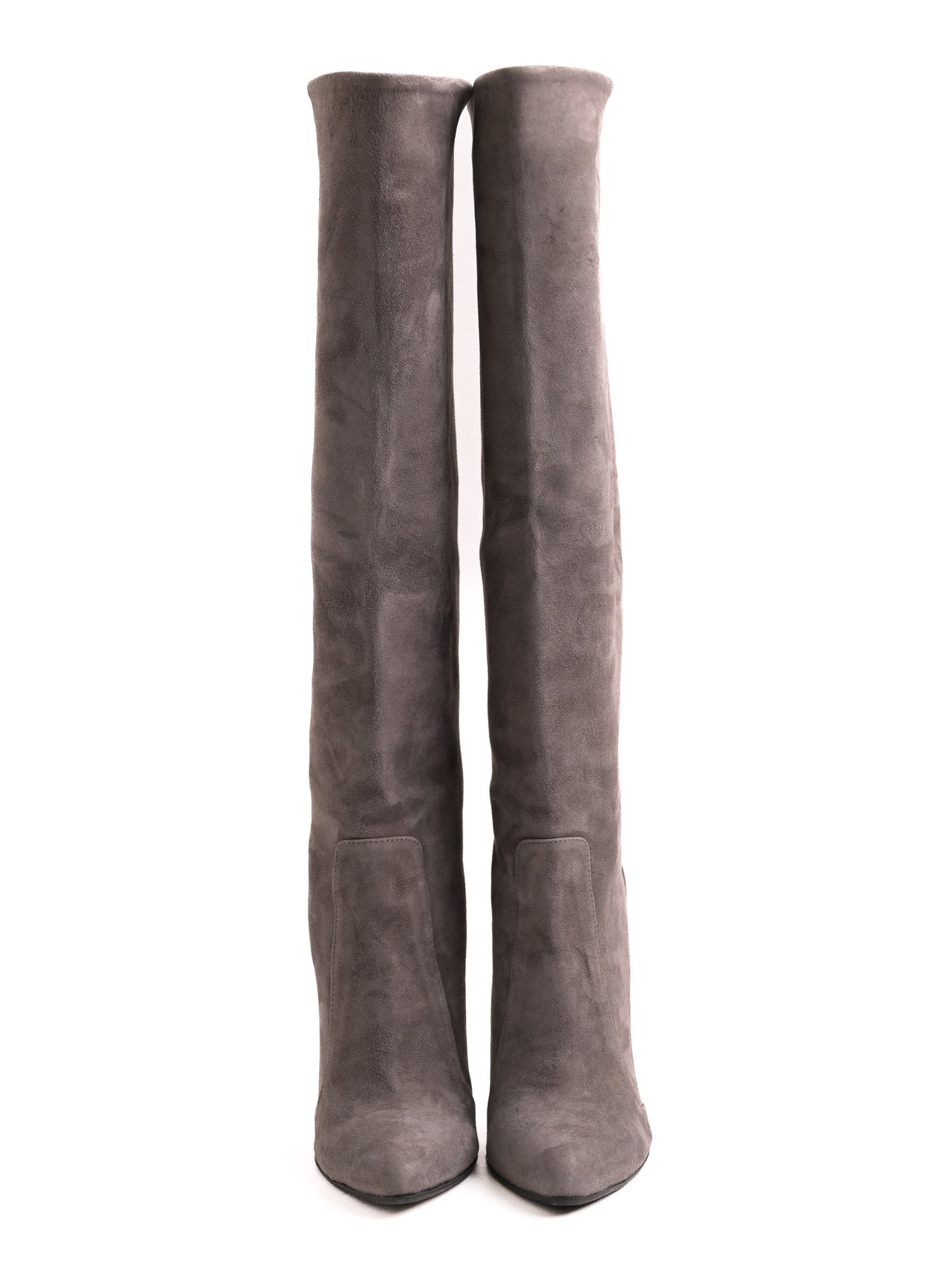 Good Iren Vartik Gray Genuine Suede Knee-High Stiletto Boots Size 37