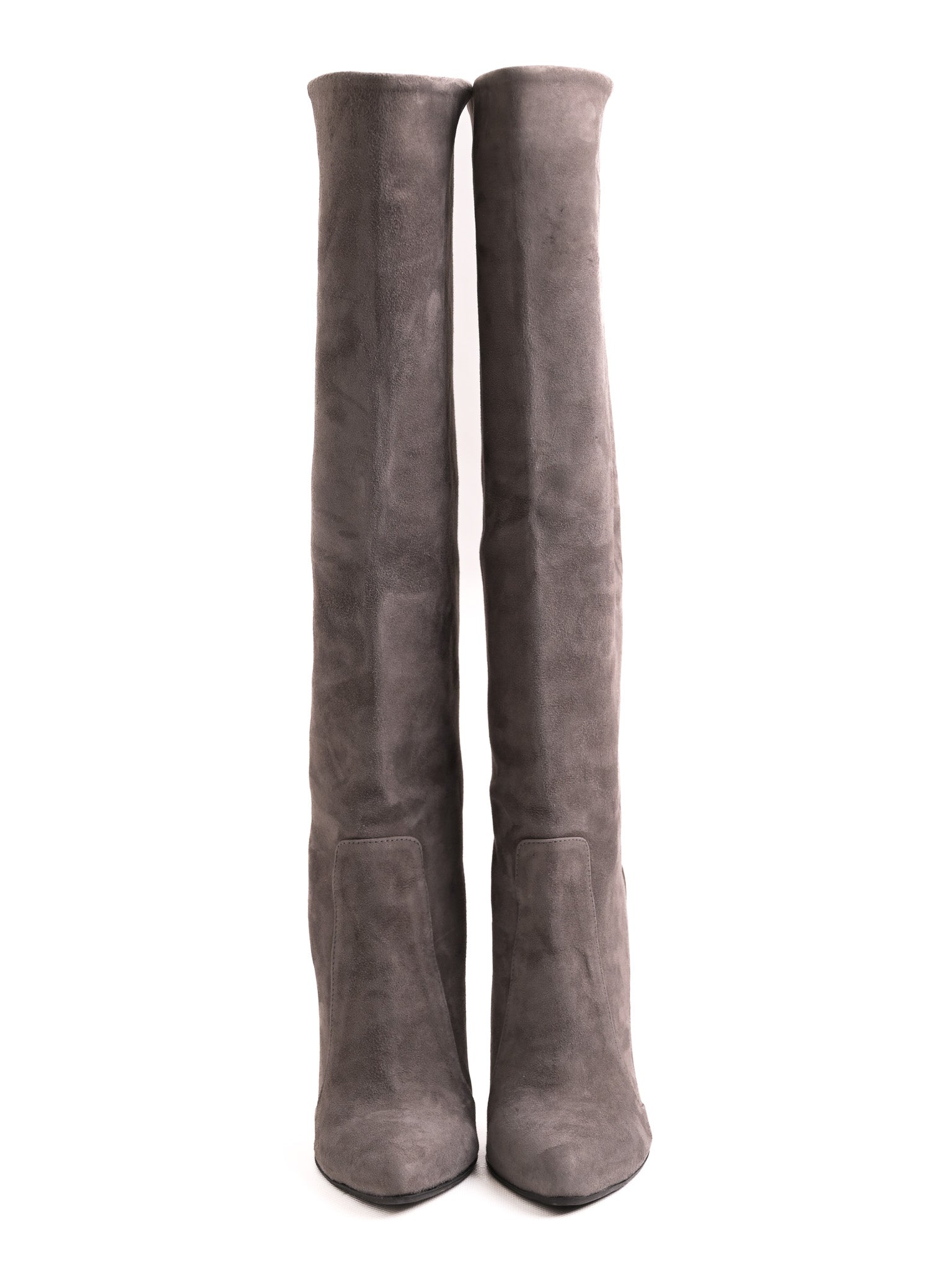 Good Iren Vartik Gray Genuine Suede Knee-High Stiletto Boots Size 37