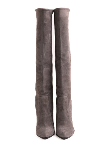 Good Iren Vartik Gray Genuine Suede Knee-High Stiletto Boots Size 37