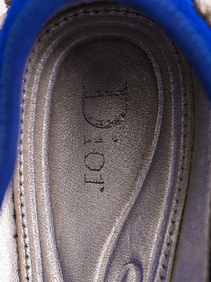 Good Condition Blue Dior Floral Embellished Sneakers Size 37