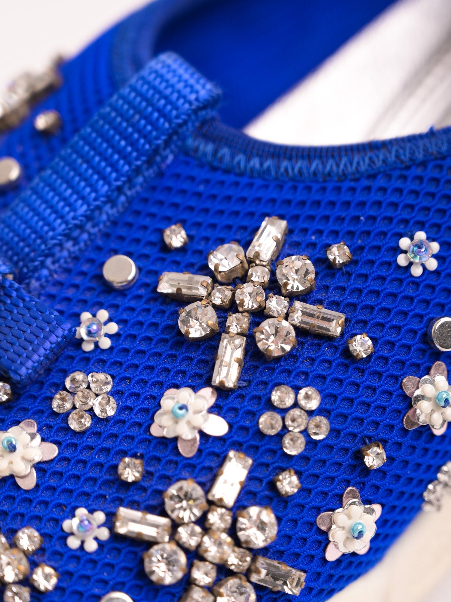 Good Condition Blue Dior Floral Embellished Sneakers Size 37