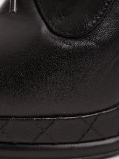 Good Condition Chanel Black Leather High-Heeled Ankle Boots