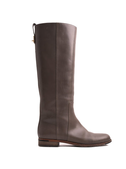 Good Fendi Gray Leather Riding Boots for Women