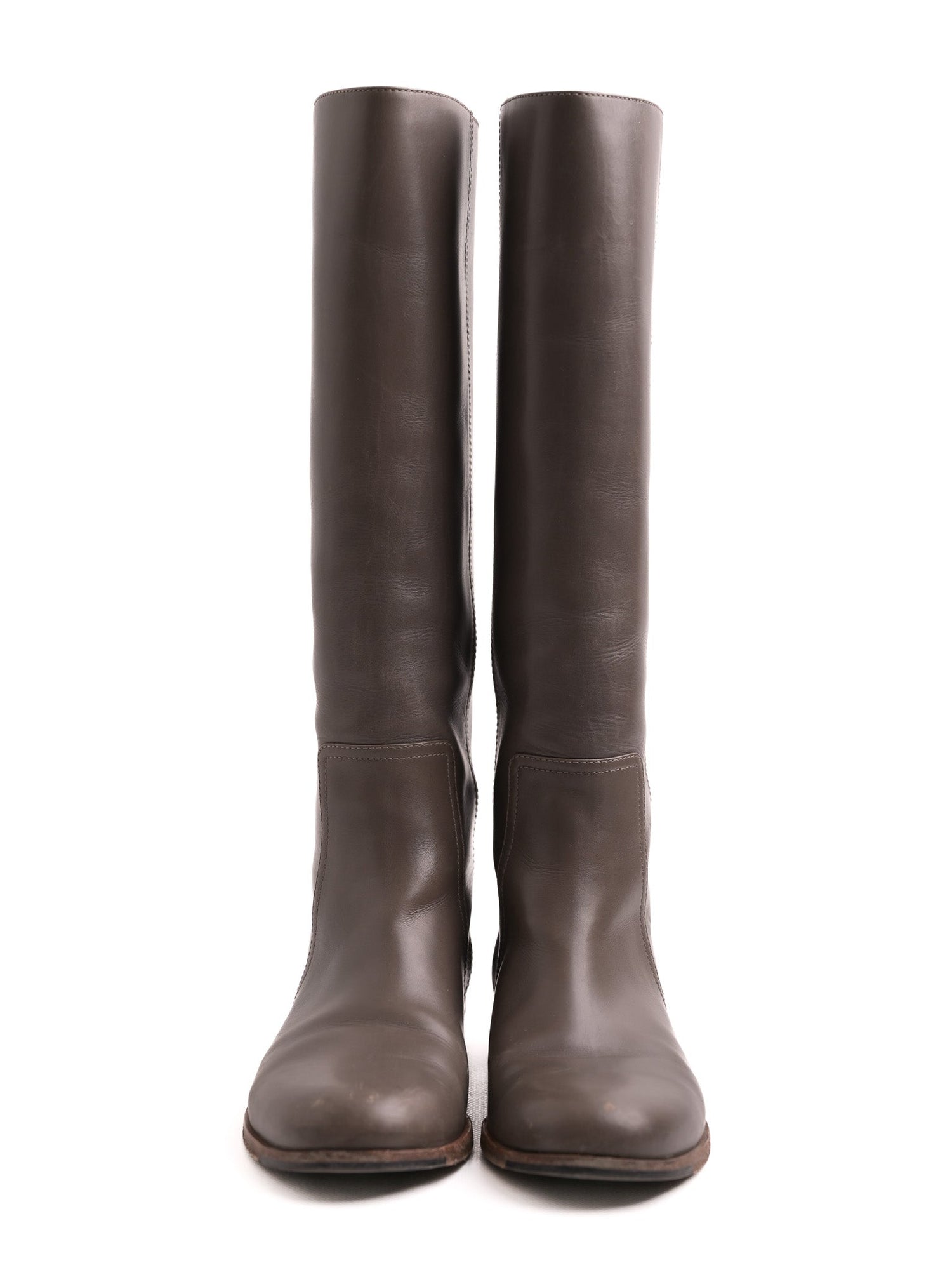 Good Fendi Gray Leather Riding Boots for Women