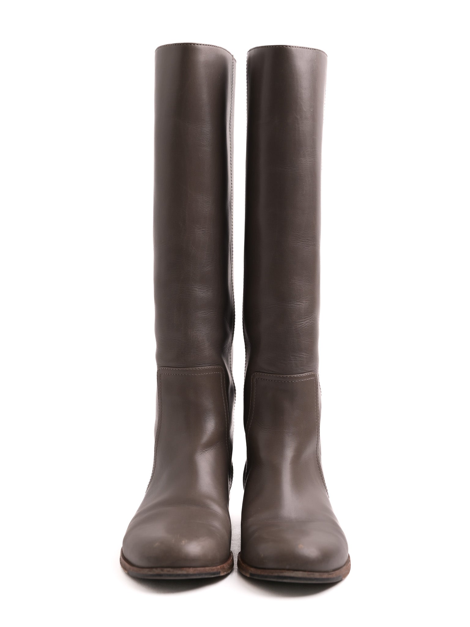 Good Fendi Gray Leather Riding Boots for Women