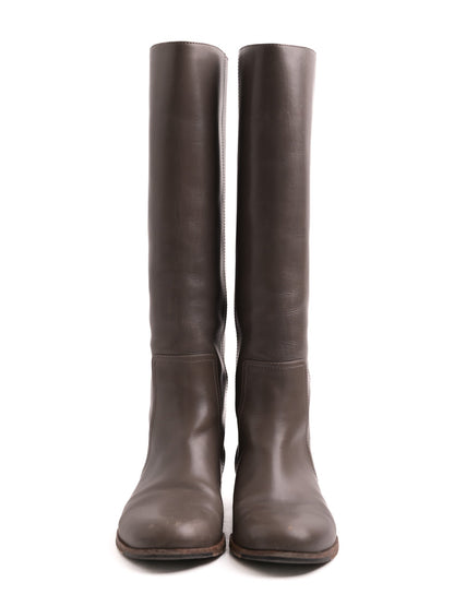 Good Fendi Gray Leather Riding Boots for Women