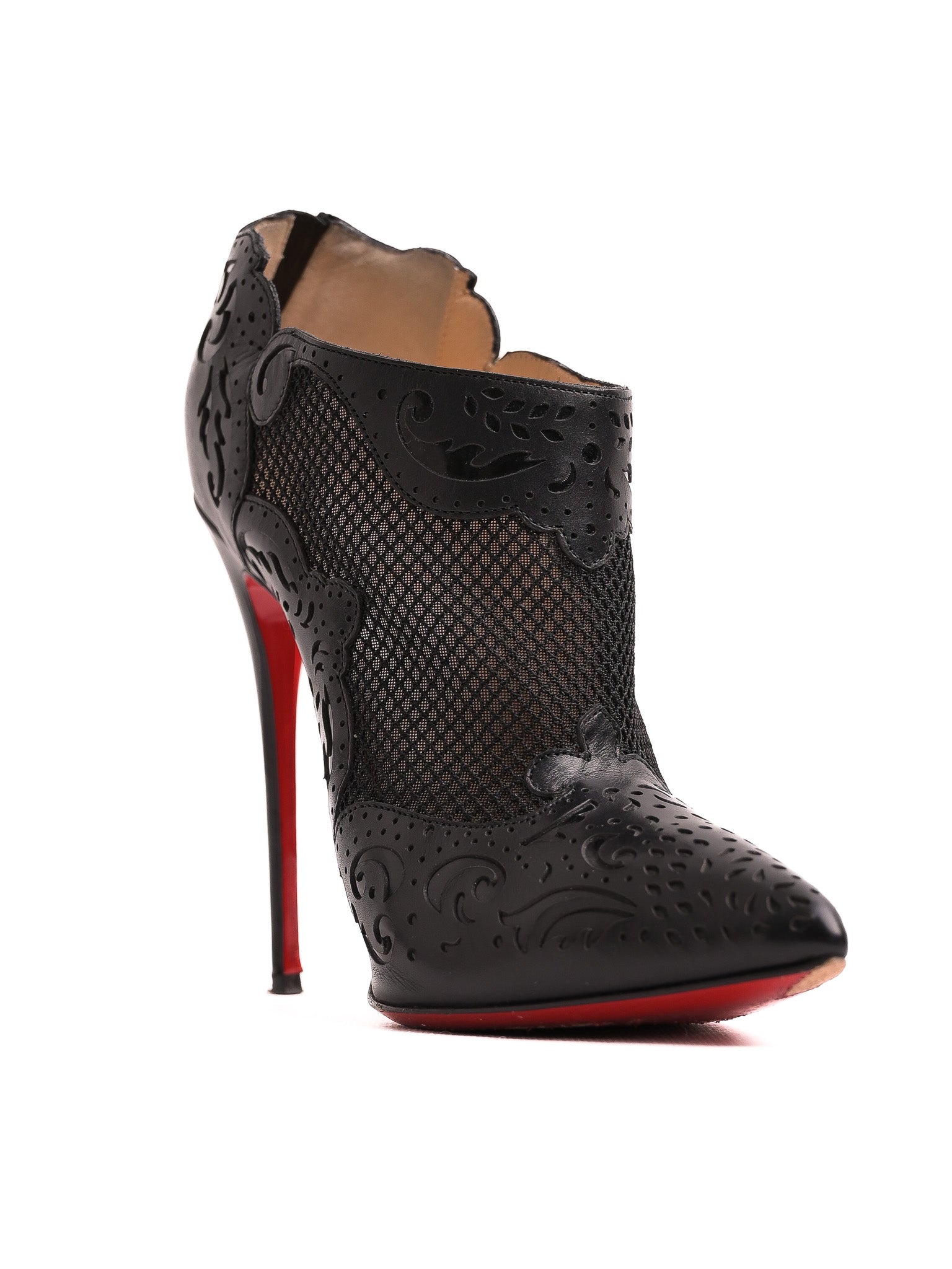 Christian Louboutin Black Leather High Heeled Shoes Size 38.5