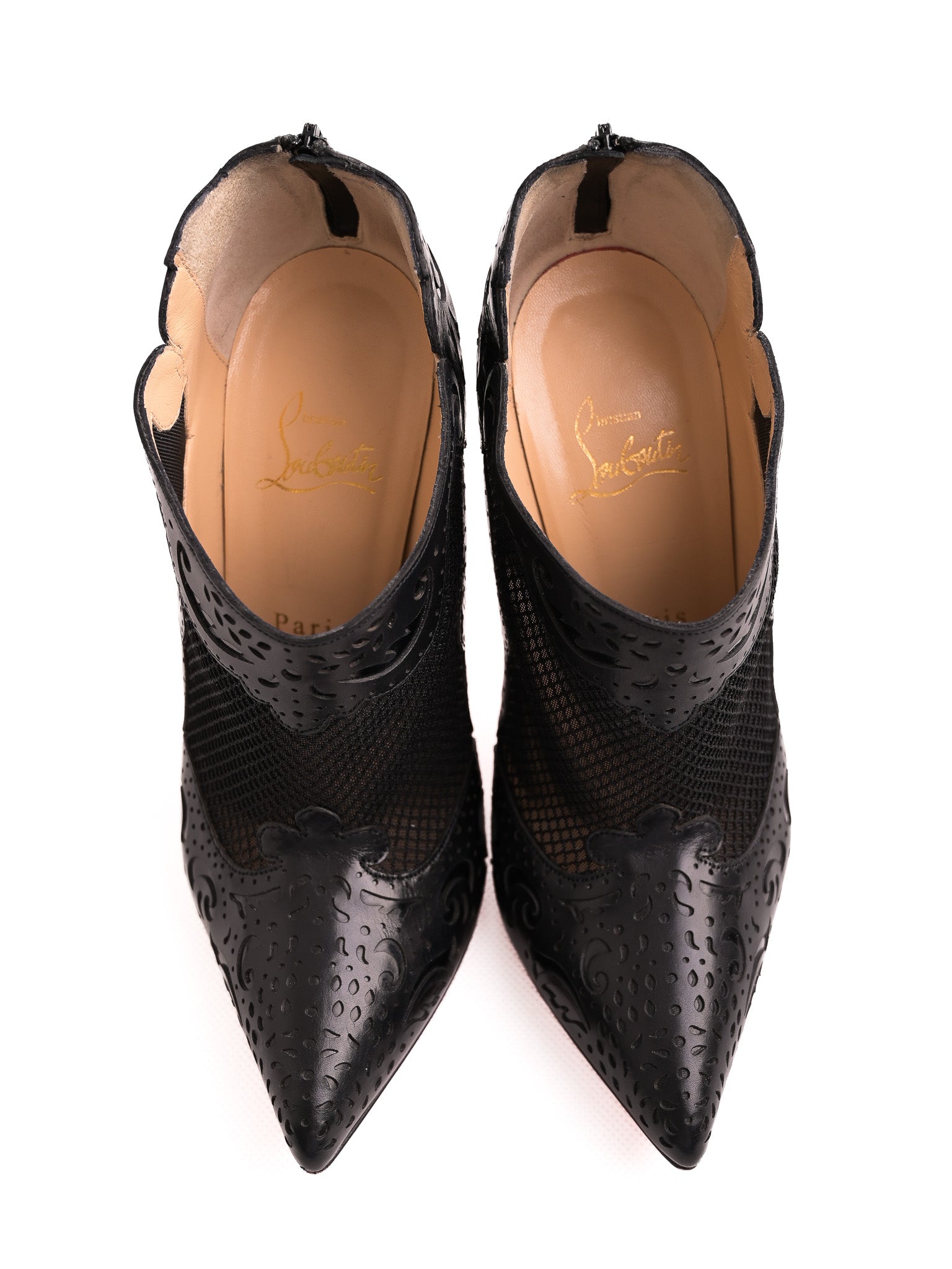 Christian Louboutin Black Leather High Heeled Shoes Size 38.5