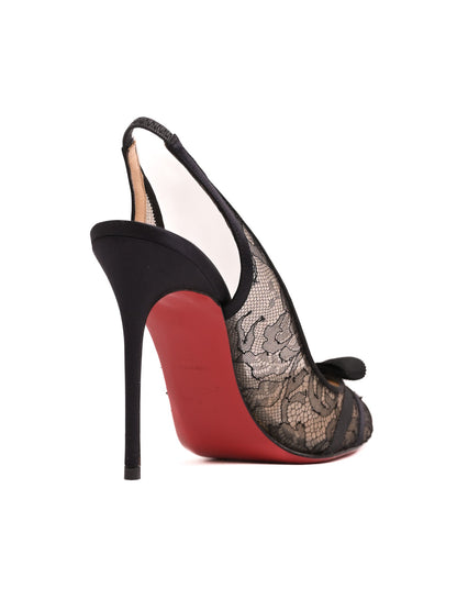 Christian Louboutin Black Lace Slingback Heels Size N/A - Perfect Condition