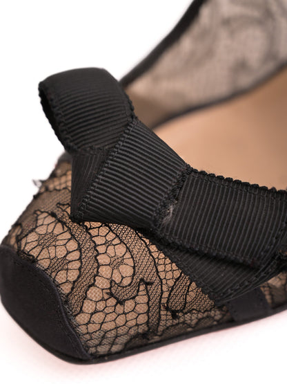 Christian Louboutin Black Lace Slingback Heels Size N/A - Perfect Condition