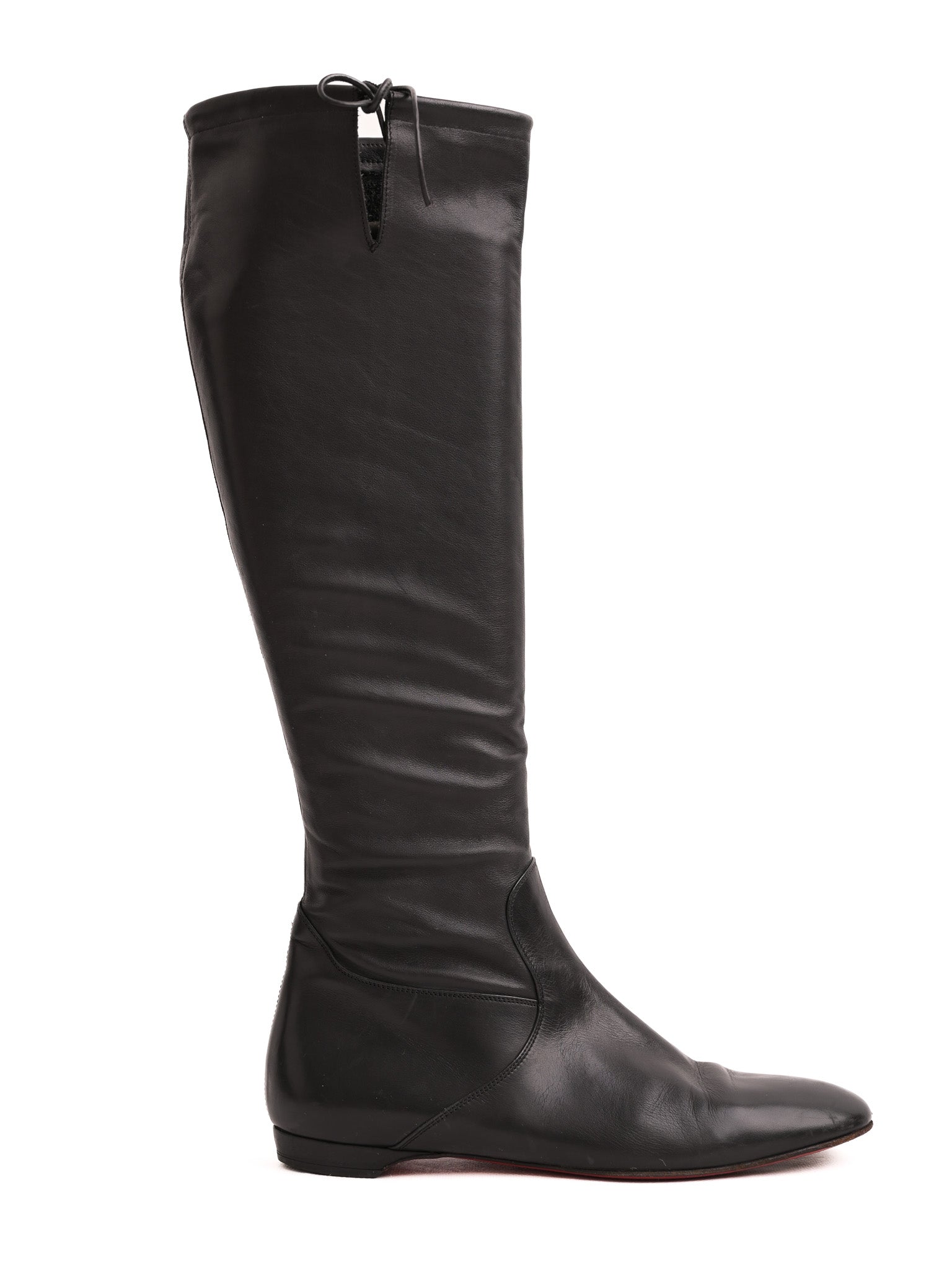 Excellent Christian Louboutin Black Leather Knee-High Boots Size 36.5