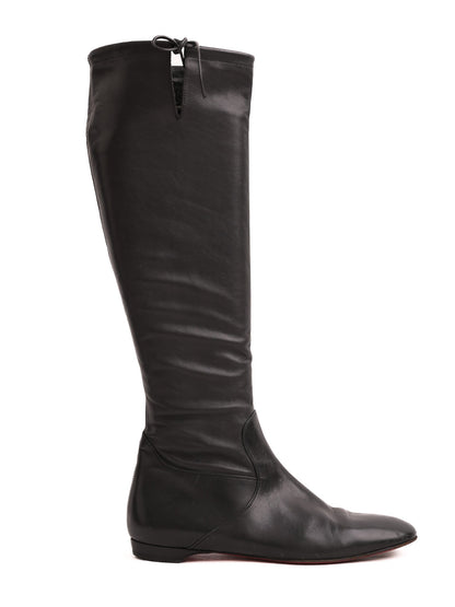 Excellent Christian Louboutin Black Leather Knee-High Boots Size 36.5