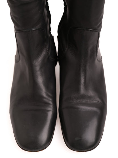 Excellent Christian Louboutin Black Leather Knee-High Boots Size 36.5