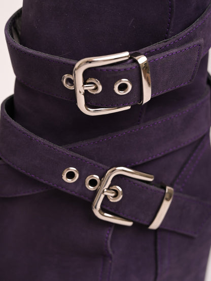 Excellent Laurel Purple Genuine Suede Ankle Boots Size 37