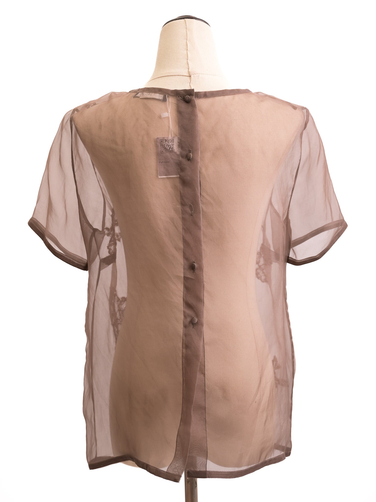 Excellent Liu Jo Orange Silk Blouse Size M with Floral Lace Appliqué