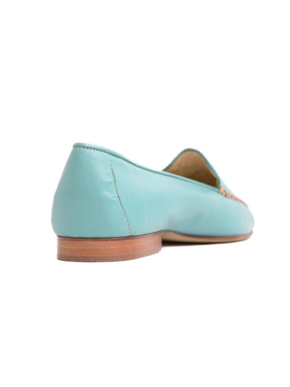 Perfect Pancaldi Turquoise Leather Loafers Size 40 for Women