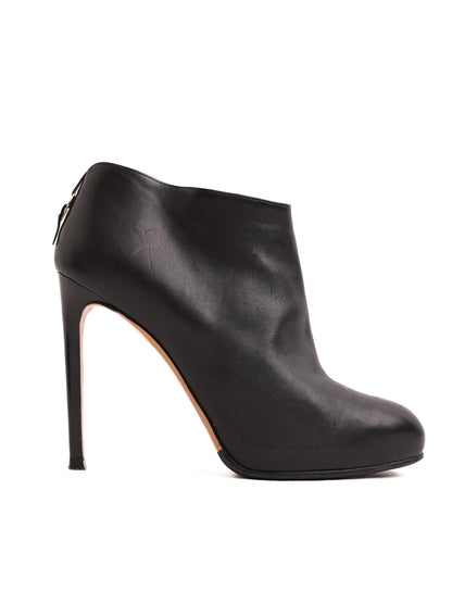 Excellent Salvatore Ferragamo Black Leather High-Heeled Ankle Boots Size 40