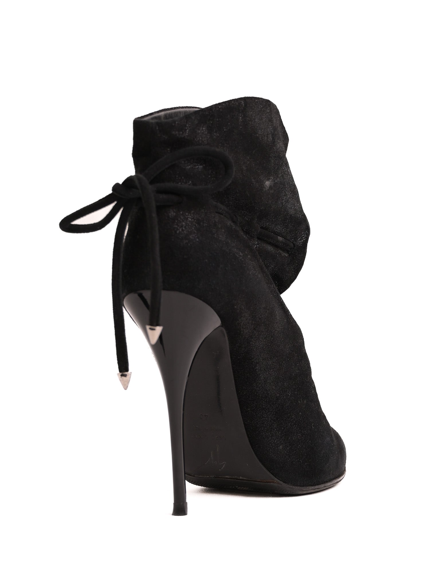 Good Giuseppe Zanotti Black Leather Stiletto Ankle Boots Size 40