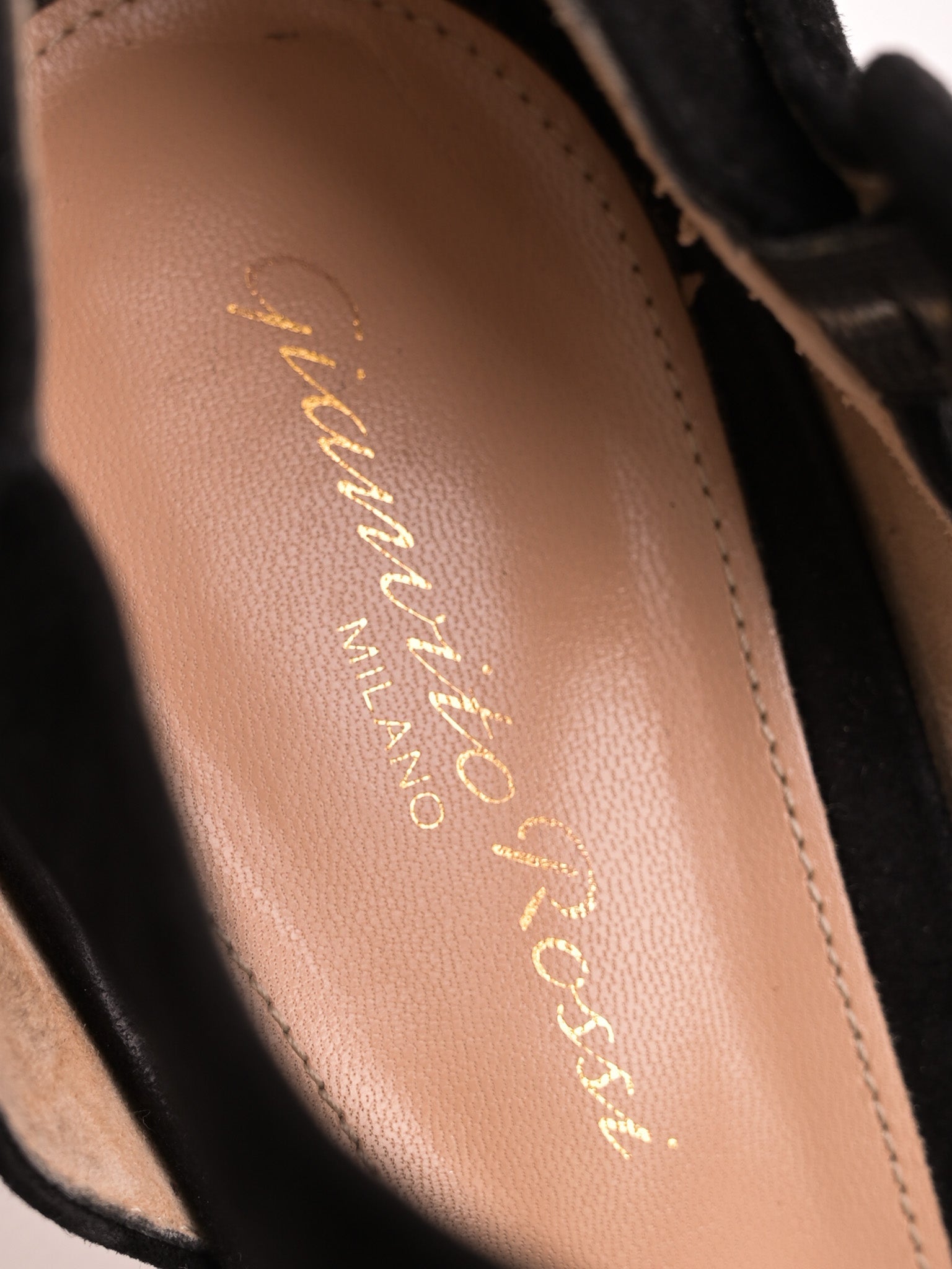 Excellent Gianvito Rossi Black Genuine Suede High-Heeled Shoes Size 40