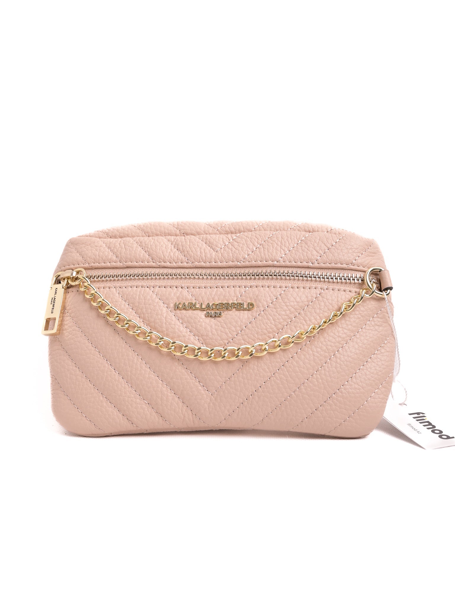 Excellent Karl Lagerfeld White Quilted Leather Handbag with Gold Accents