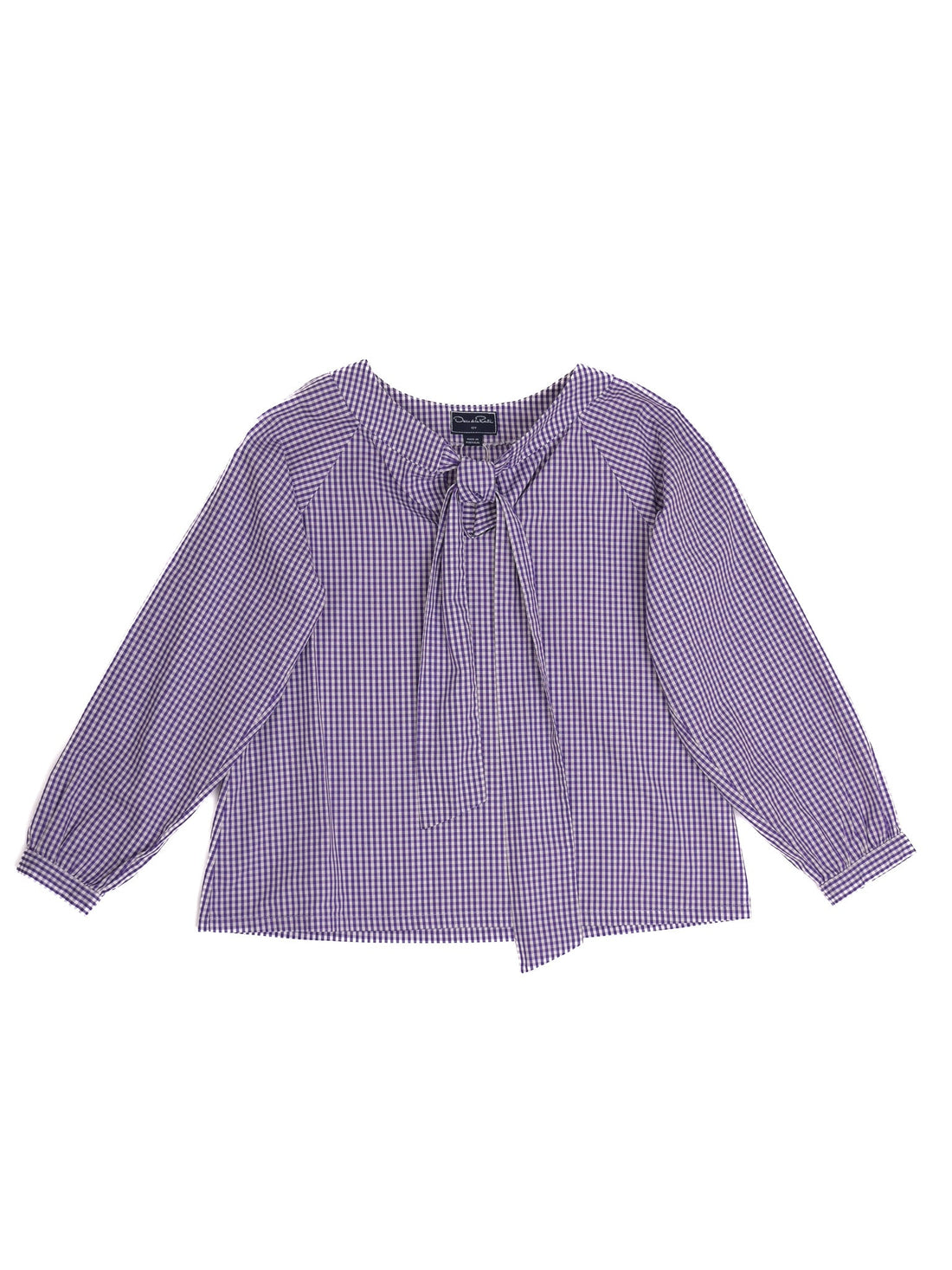 Excellent Oscar de la Renta Blouse for Kids Size 12 Purple Checkered