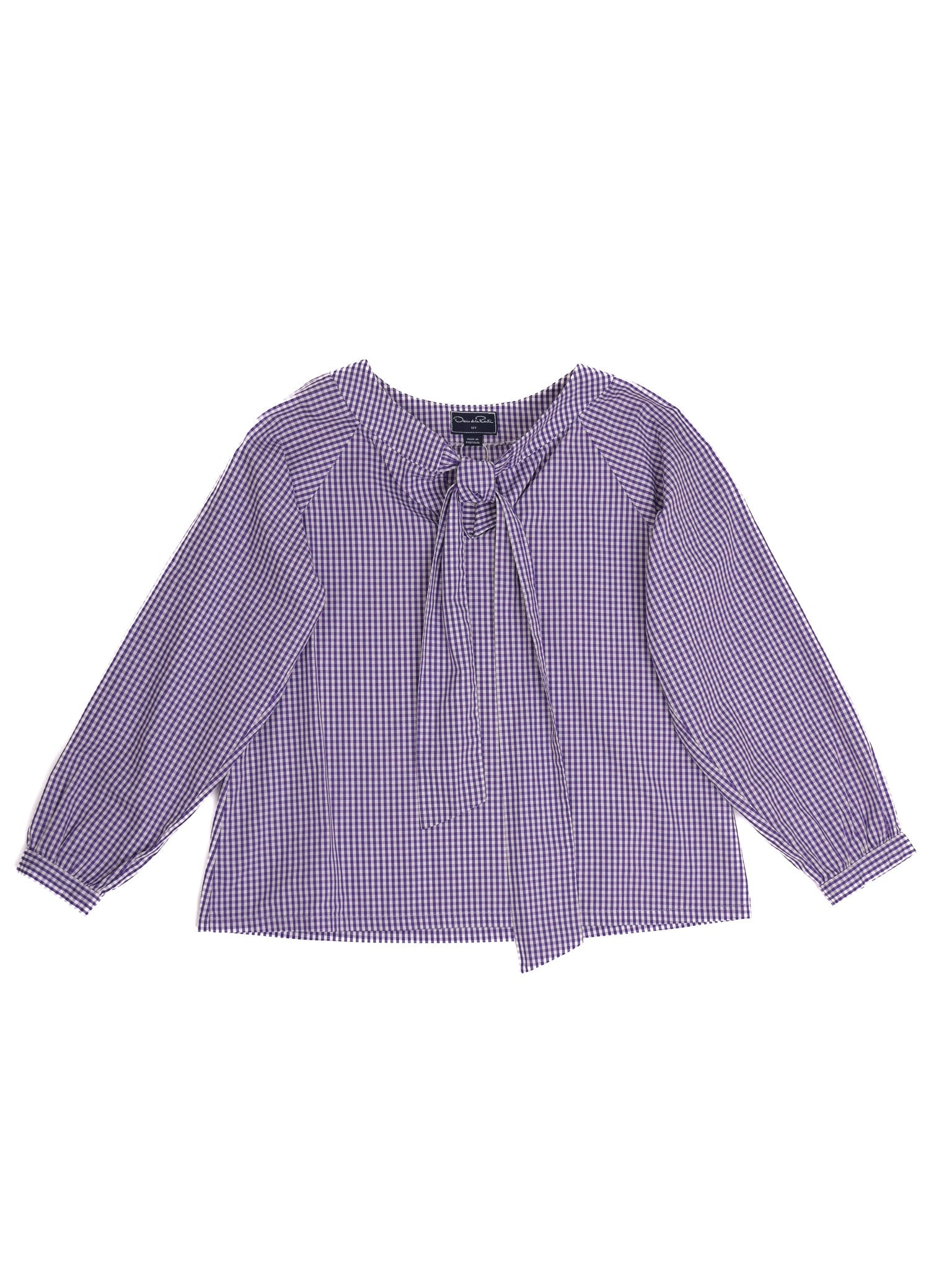 Excellent Oscar de la Renta Blouse for Kids Size 12 Purple Checkered
