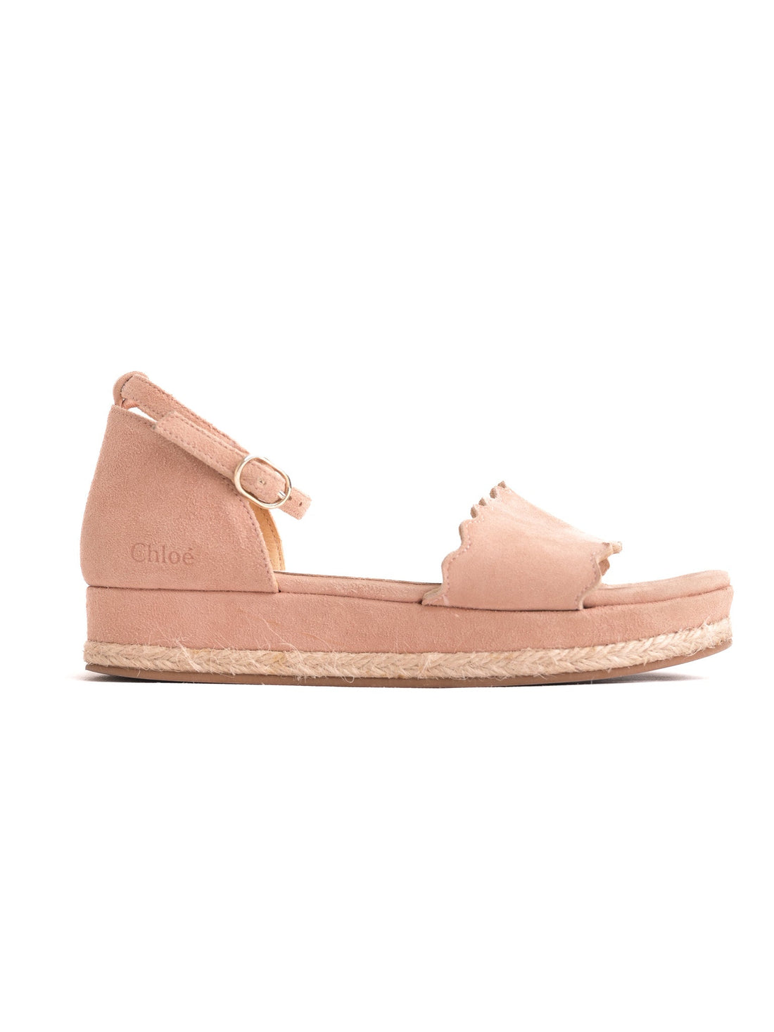 Chloe Pink Genuine Suede Espadrille Sandals Size 34 Excellent