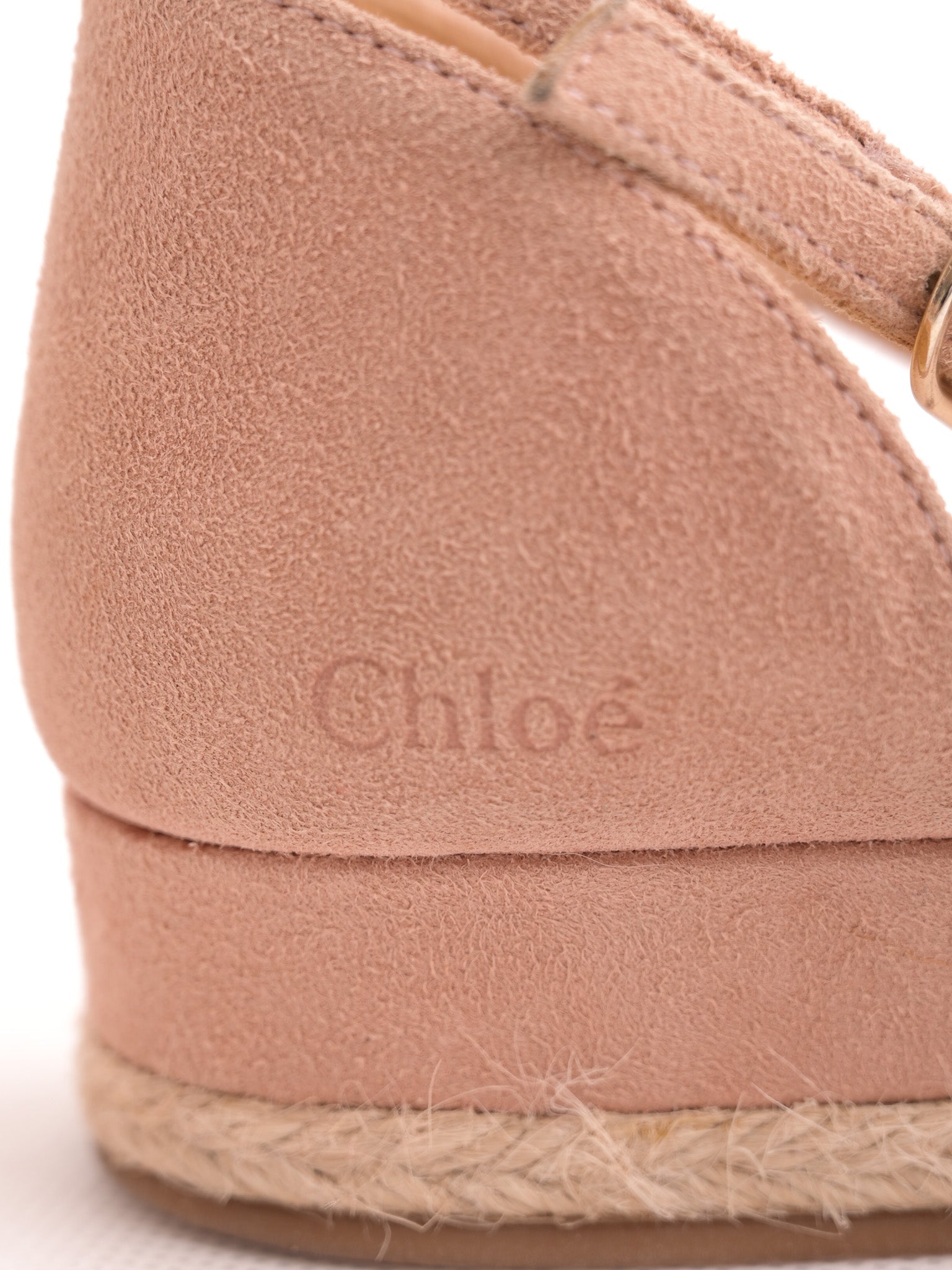Chloe Pink Genuine Suede Espadrille Sandals Size 34 Excellent