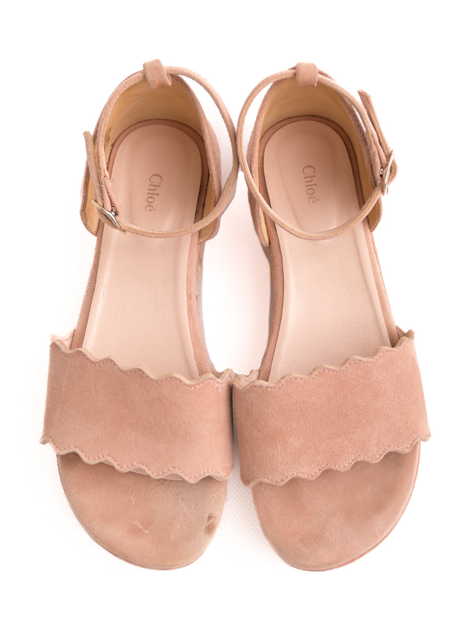 Chloe Pink Genuine Suede Espadrille Sandals Size 34 Excellent