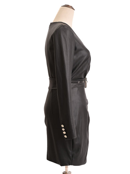 Good Guess Black Viscose Dress XS Long Sleeve Wrap Style