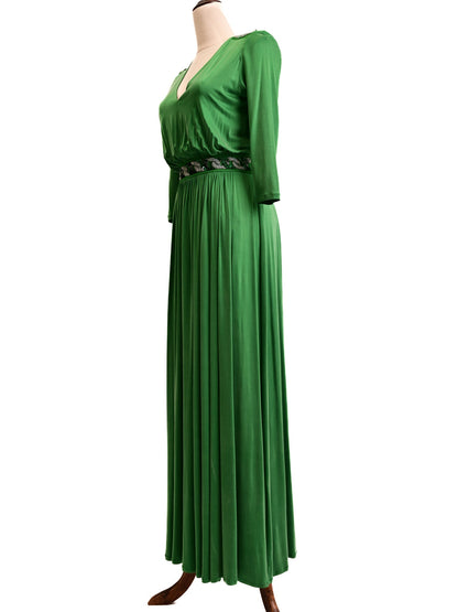 Good Condition Elisabetta Franchi Green Long Dress Size S