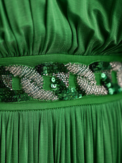 Good Condition Elisabetta Franchi Green Long Dress Size S