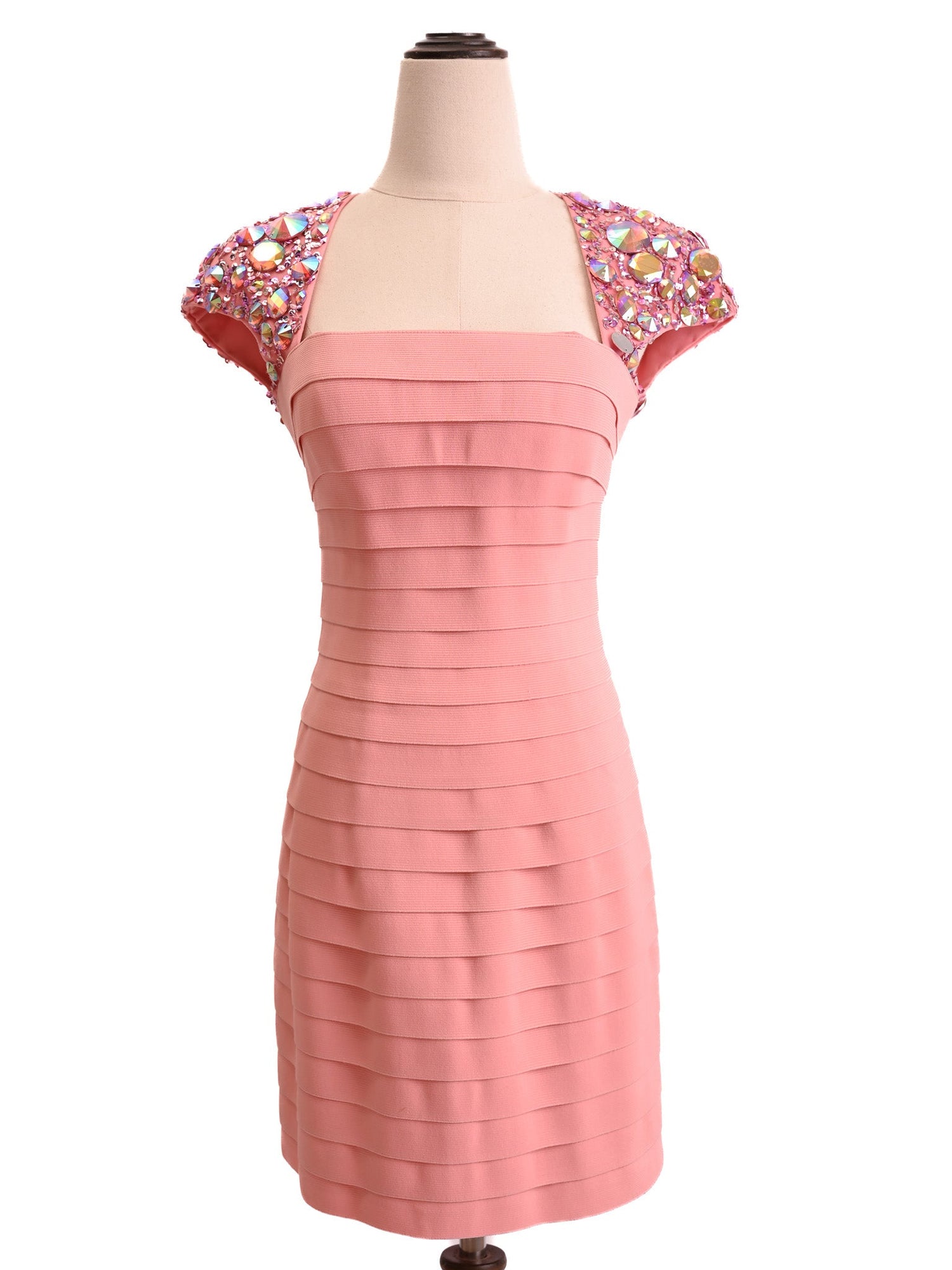 EXCELLENT Sherri Hill Pink Dress Size S with Beaded Embellishments