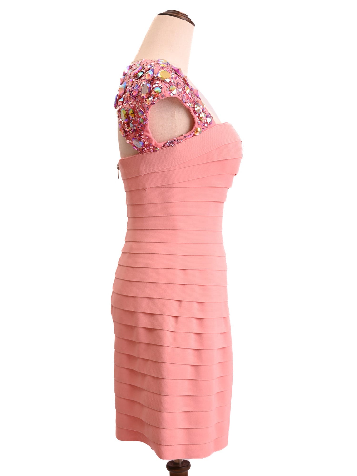 EXCELLENT Sherri Hill Pink Dress Size S with Beaded Embellishments